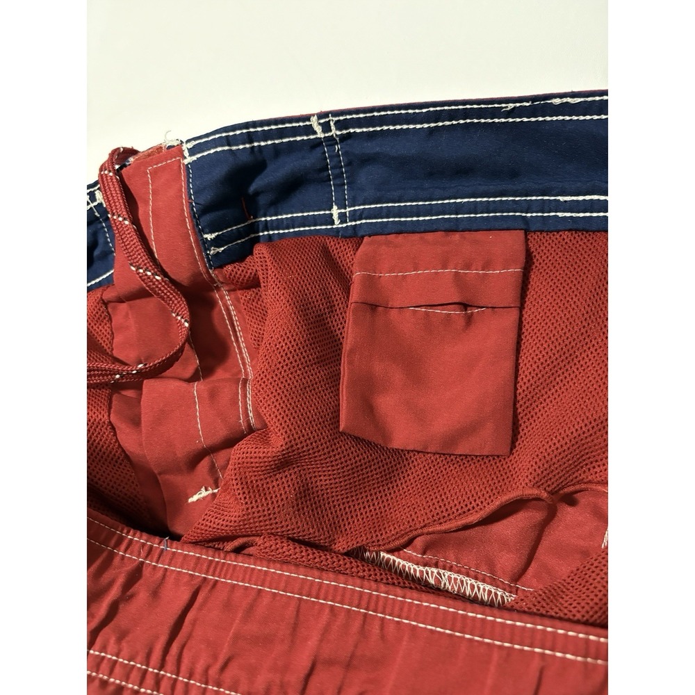 CHAPS Red White & Blue Stripe Mesh Lined Swim Trunks Mens Size XL Vtg Classic - Picture 9 of 13